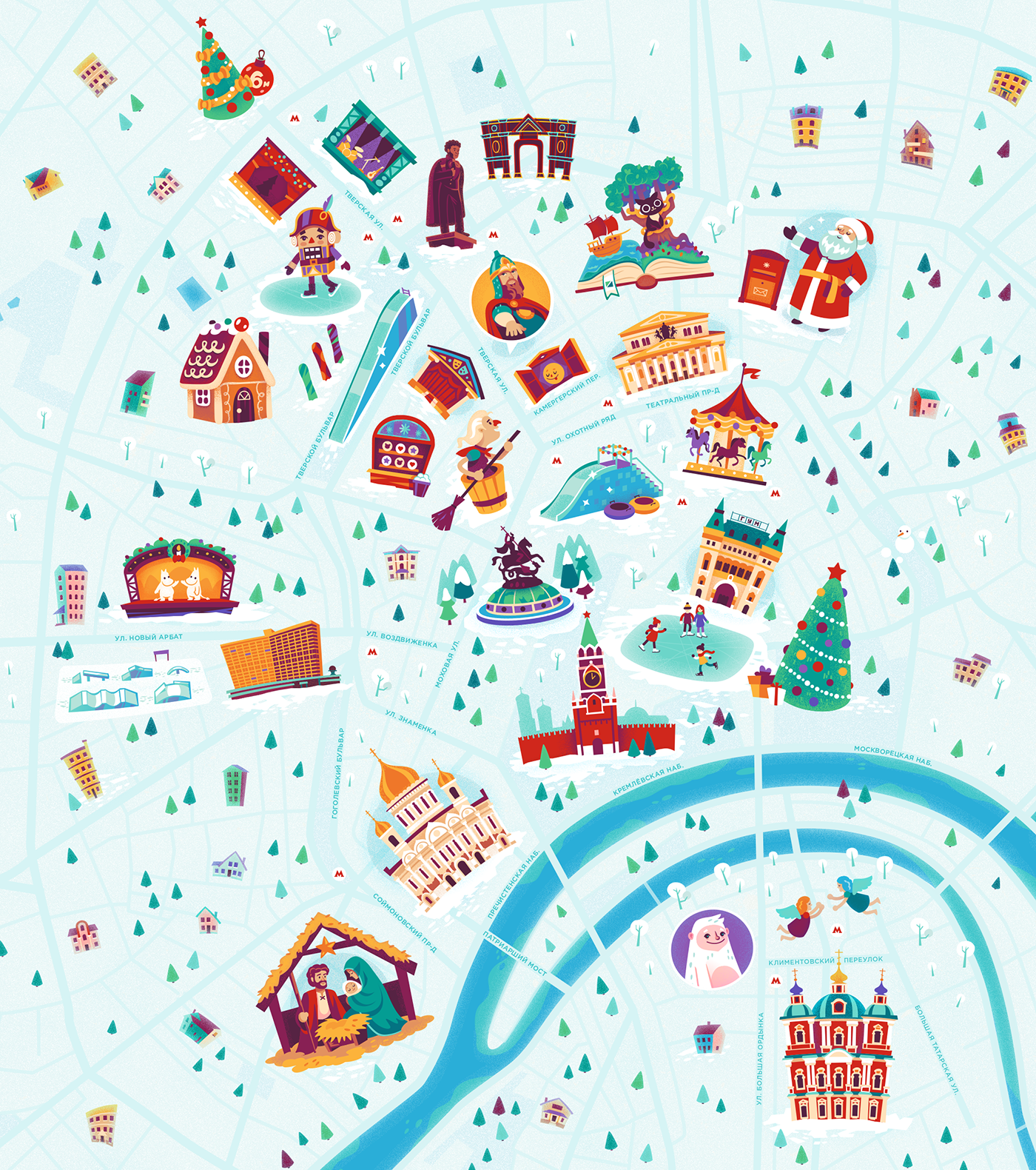 Map of the Moscow festival Journey to Christmas - Guide, New Year, Moscow, The festival, Travel across Russia, Christmas