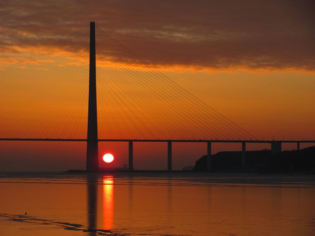 Beauty of Vladivostok - Vladivostok, Sea, Sunset, Bridge, Paints, beauty