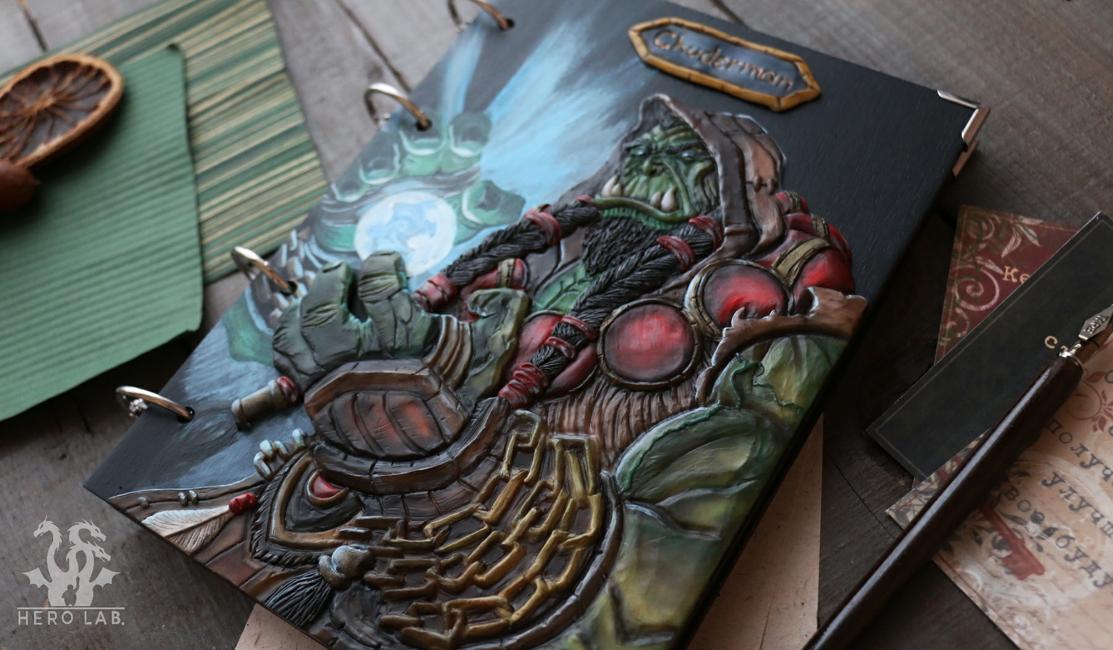 Notebook with Thrall - My, My, Polymer clay, Notebook, Artbook, Fan art, Wow, World of warcraft, Handmade, Longpost