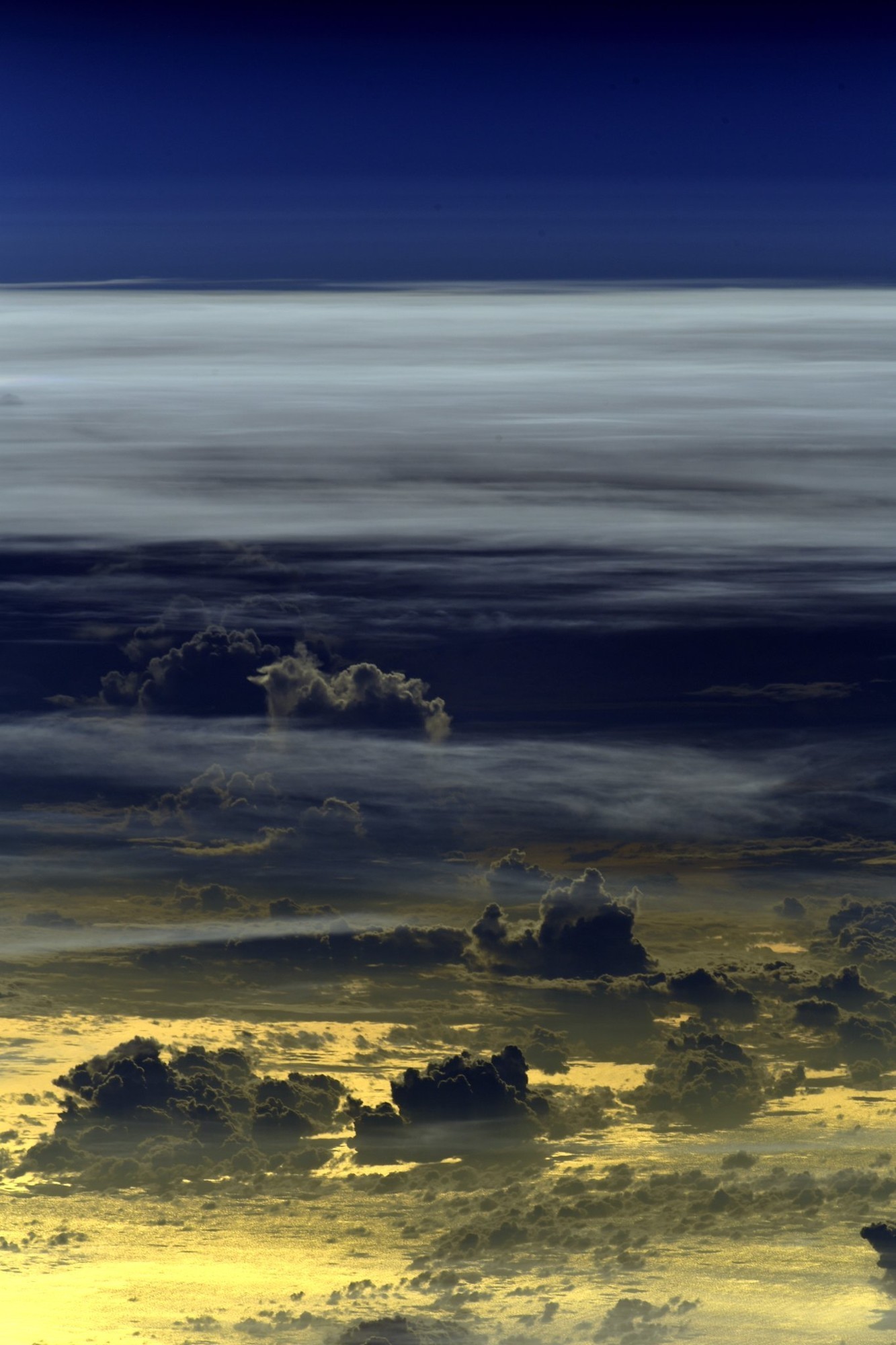 Mystical clouds and a golden sunset can sometimes be observed from the ISS - Clouds, Sunset, ISS, Desktop wallpaper