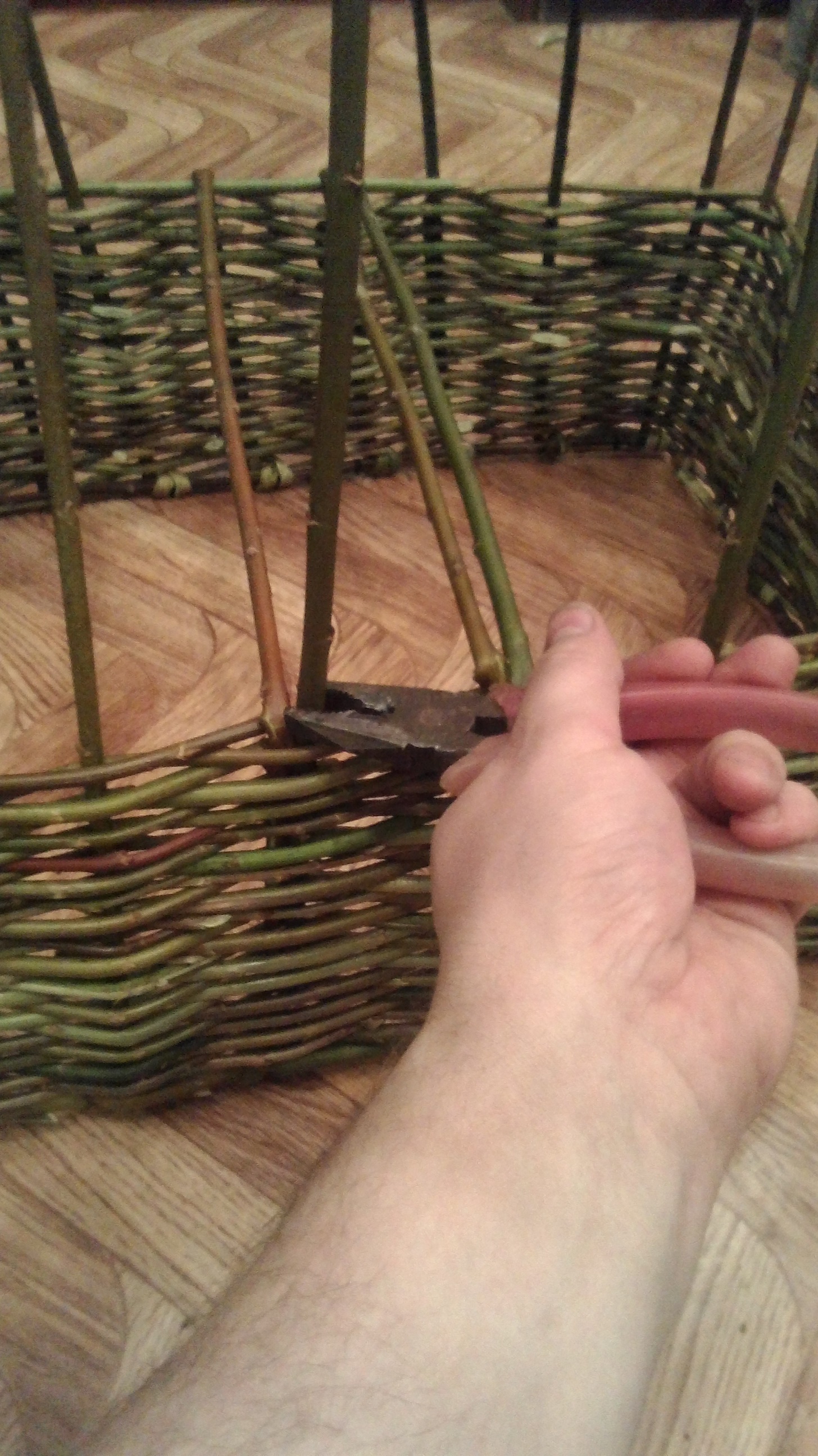 Weave from willow twigs. - My, Weaving, Basket weaving, cat, Basket, Longpost