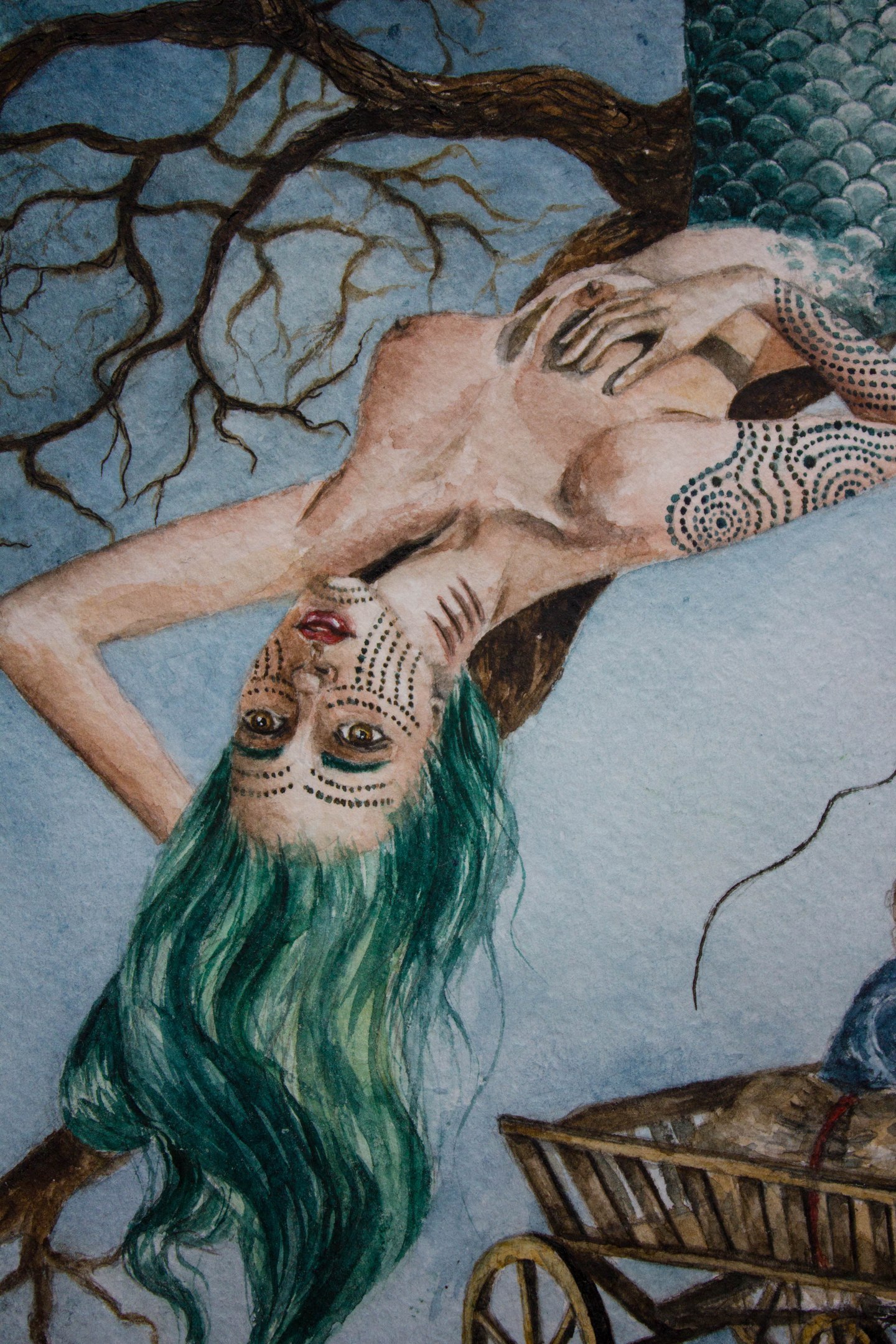 Based on the songs of the group KiSh - NSFW, My, Watercolor, King and the Clown, Drawing, , Mermaid, Damn, Damn old house, Longpost