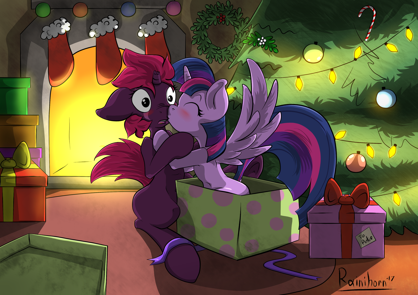 Merry Christmas and happy New Year! - My Little Pony, MLP Lesbian, Tempest Shadow, Twilight sparkle, Rainihorn, Шиппинг