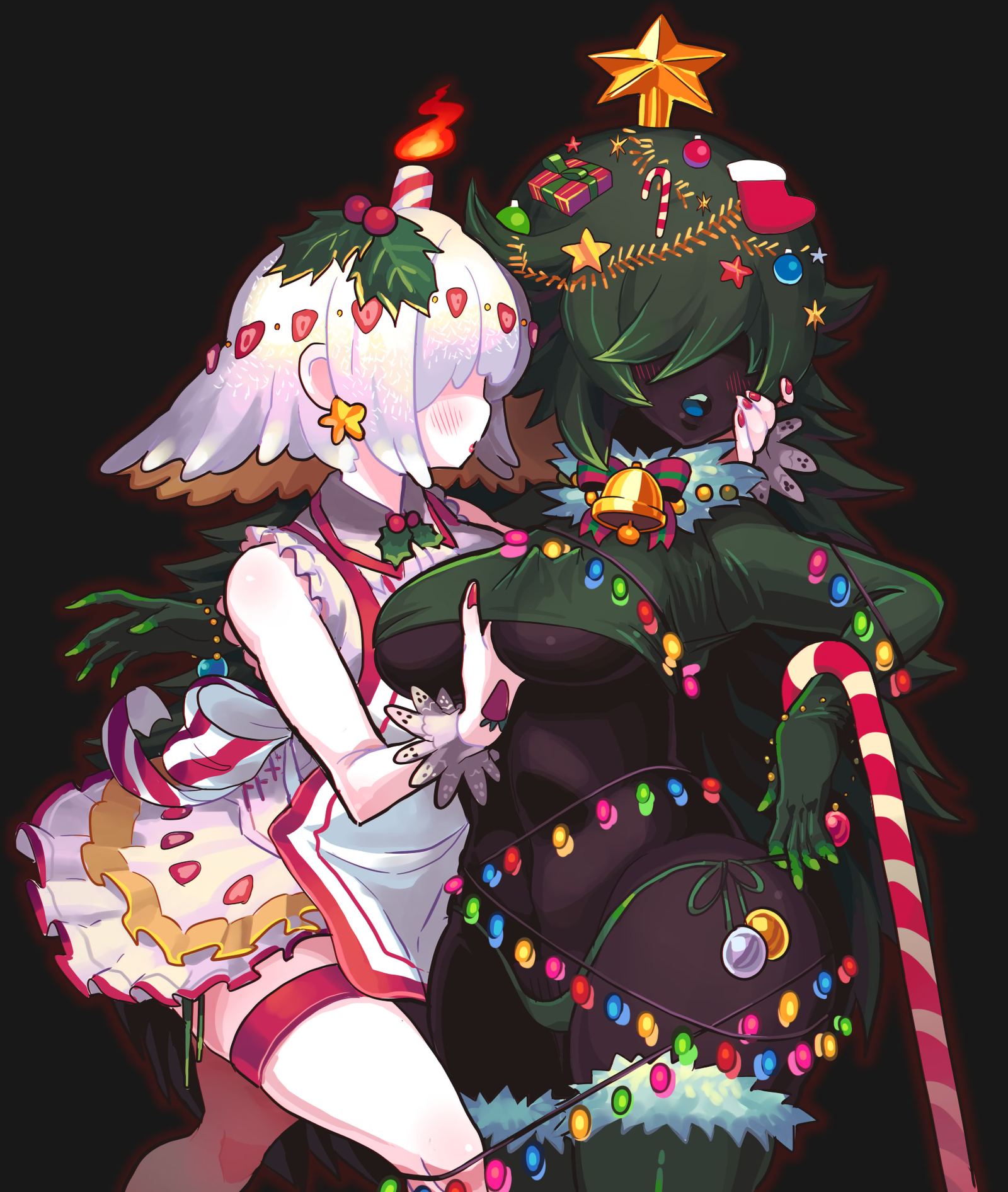 Cake and Tree - NSFW, , Yuri, Anime, Anime art, Anime original, Christmas