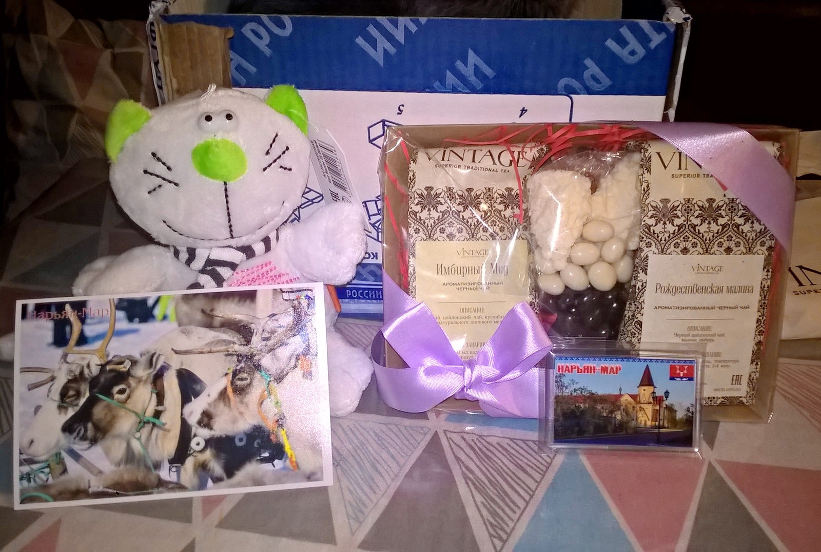 Thanks to my Santa Claus for 8401 km) - My, Gift exchange, Secret Santa, Gratitude, cat, Box and cat, Longpost