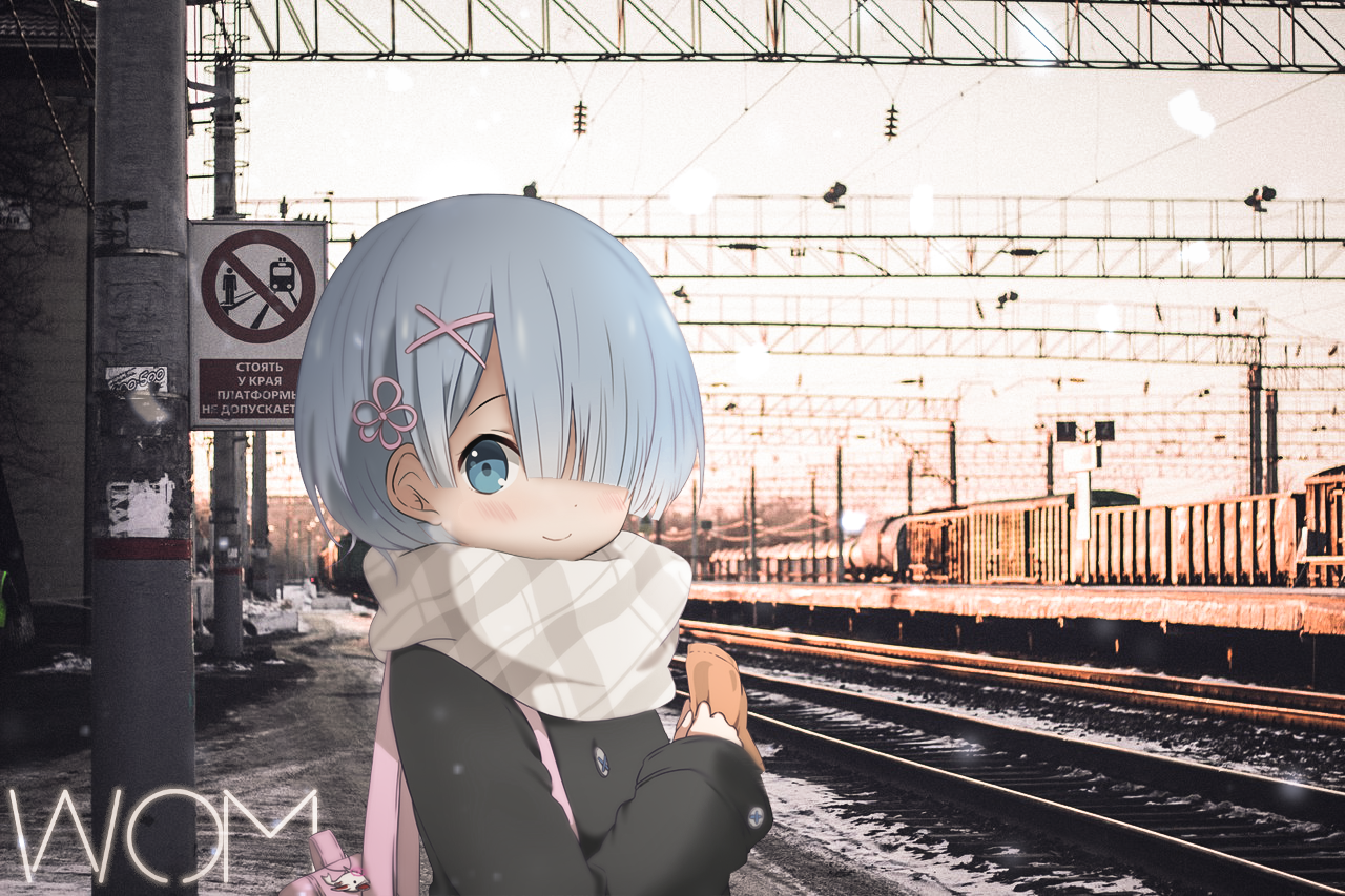 Rem is among us and she is waiting for you - My, Worksofmelchor, Anime, Anime art, , 2D Among Us, Rem, Re: Zero Kara, 2D on 3D, Rem (Re: Zero Kara)