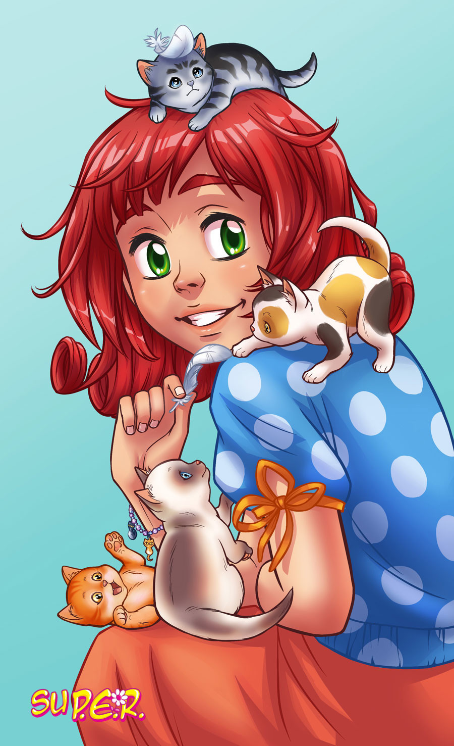 Kittens by Anna D - Drawing, 2D, Images, Digital drawing, cat, Art, Milota, 