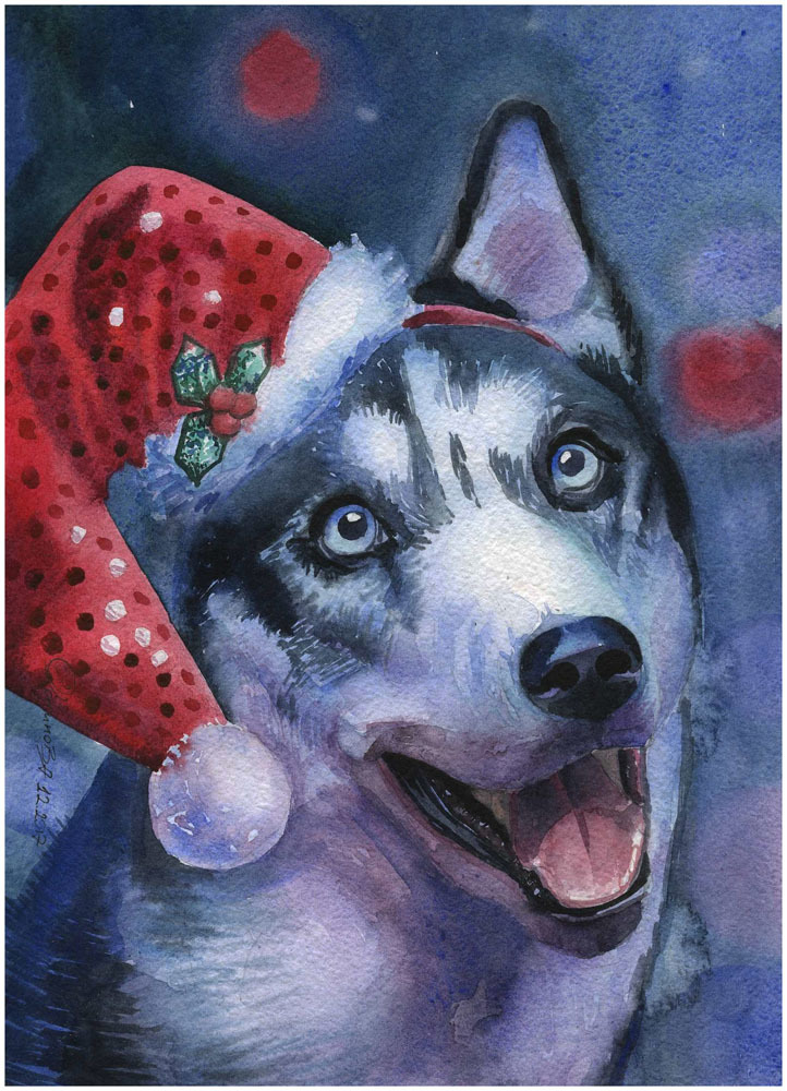 Dogs, drawing dogs - My, Dog, Longpost, Pre-holiday mood, Watercolor, Painting