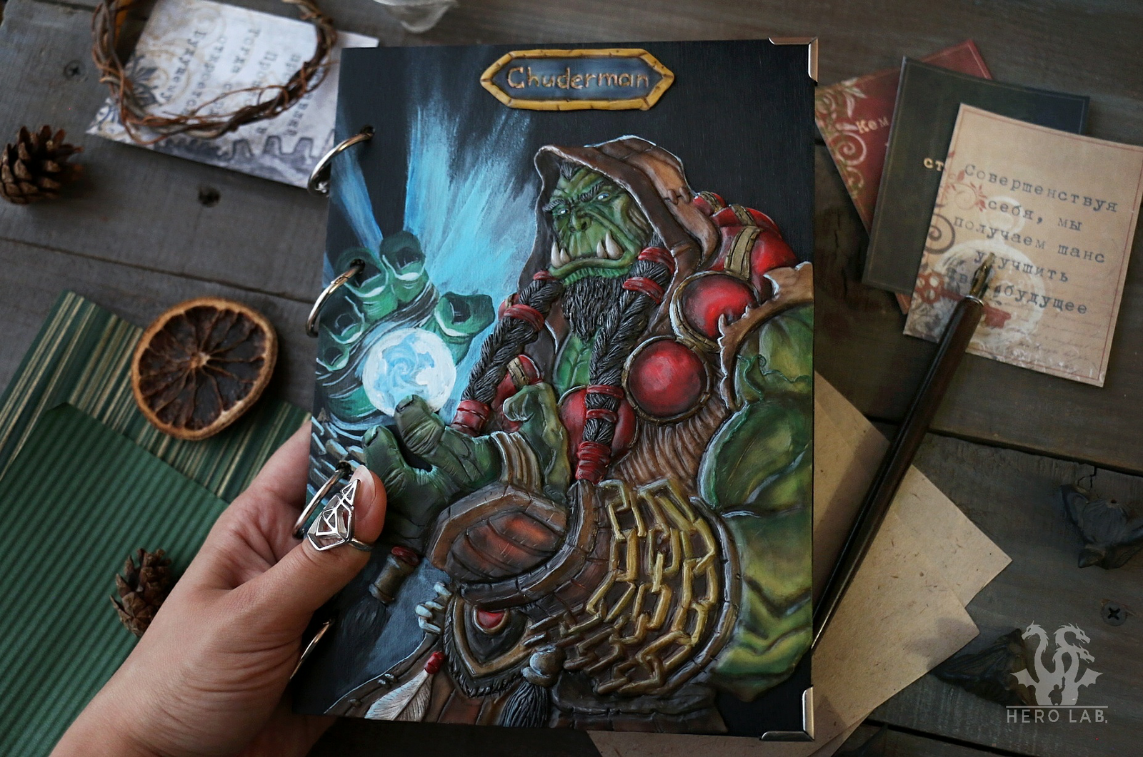 Notebook with Thrall - My, My, Handmade, Fan art, Wow, World of warcraft, Notebook, Process, Longpost