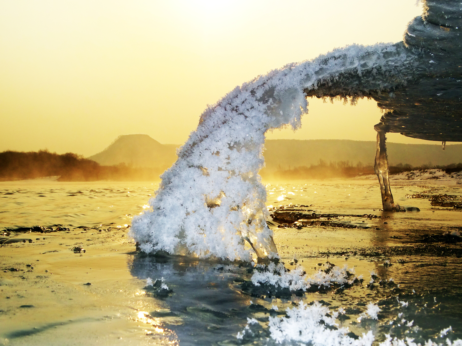 Ice and fire. Or winter sunrises and sunsets on the Razdolnaya River. - My, Дальний Восток, Primorsky Krai, Razdolnaya River, , Ice, beauty, Longpost