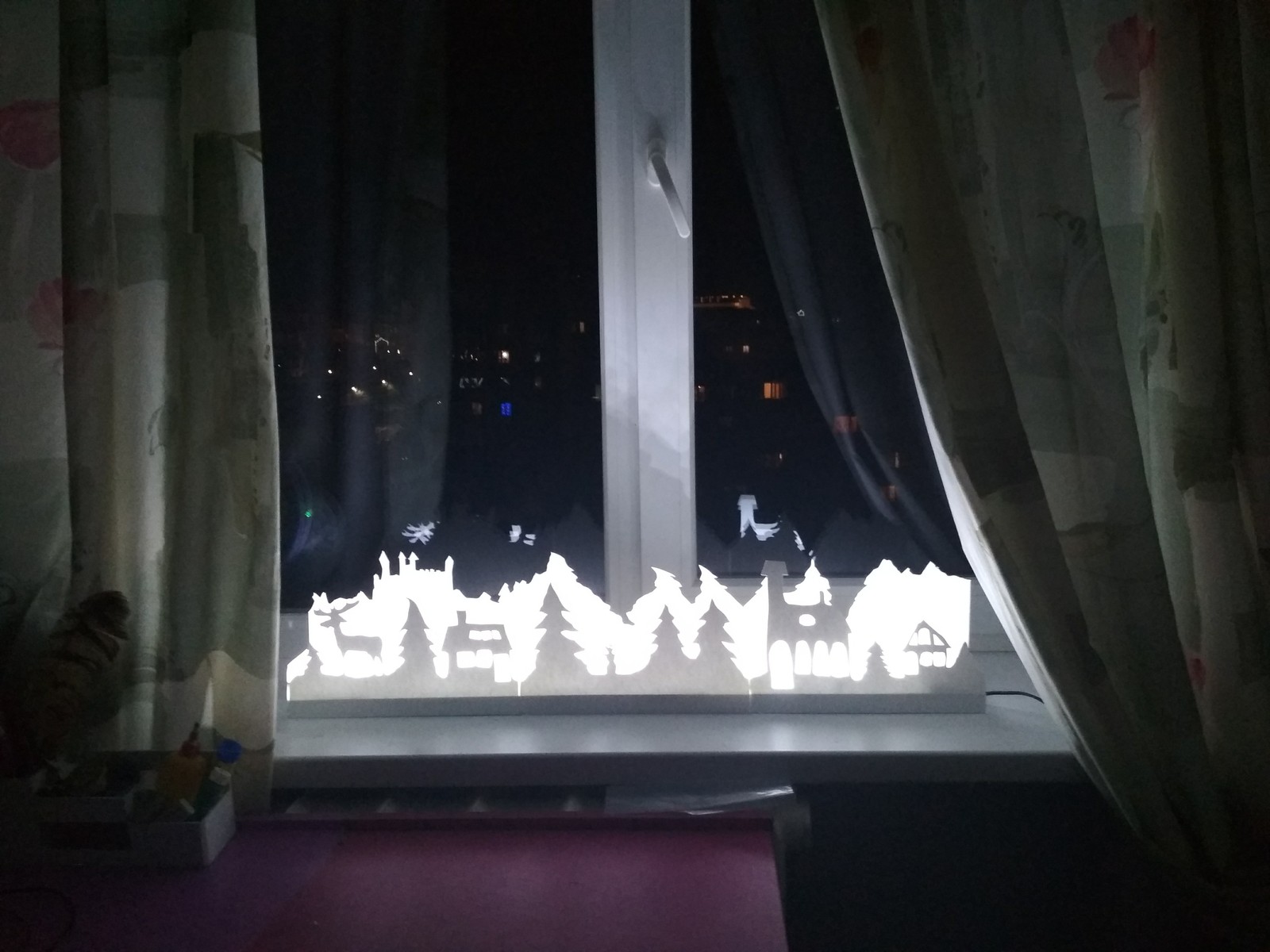 New Year's fairy tale on the windowsill - My, New Year, With your own hands, Lighting, Longpost