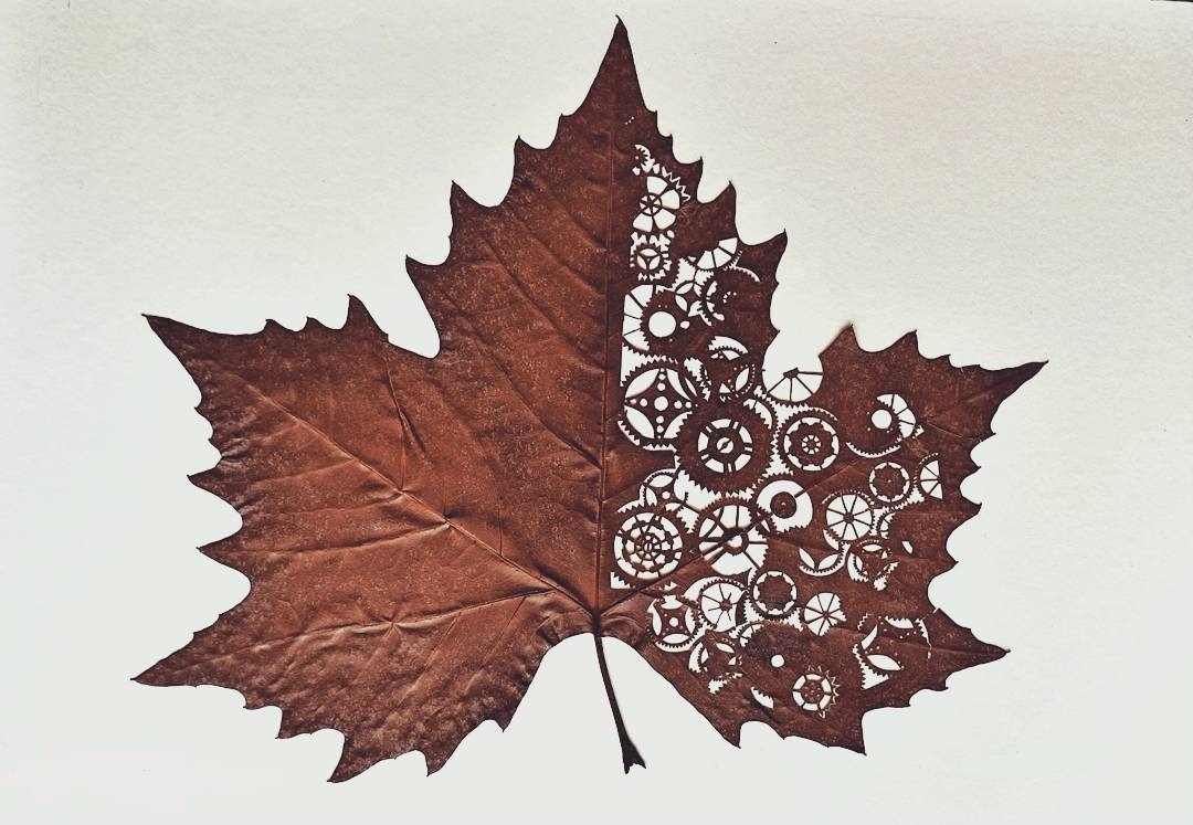 The art of creating figures on fallen leaves - Art, Autumn leaves, Longpost