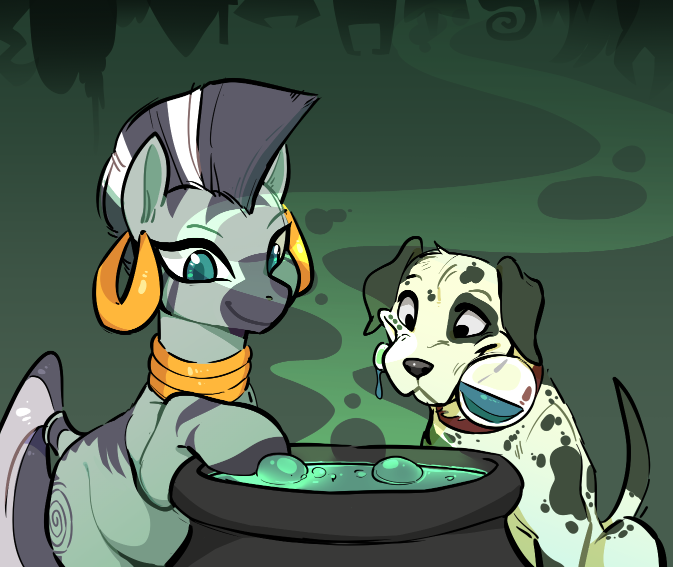 Spotted Partner - My little pony, PonyArt, Zecora, Dog, Glacierclear, Potions