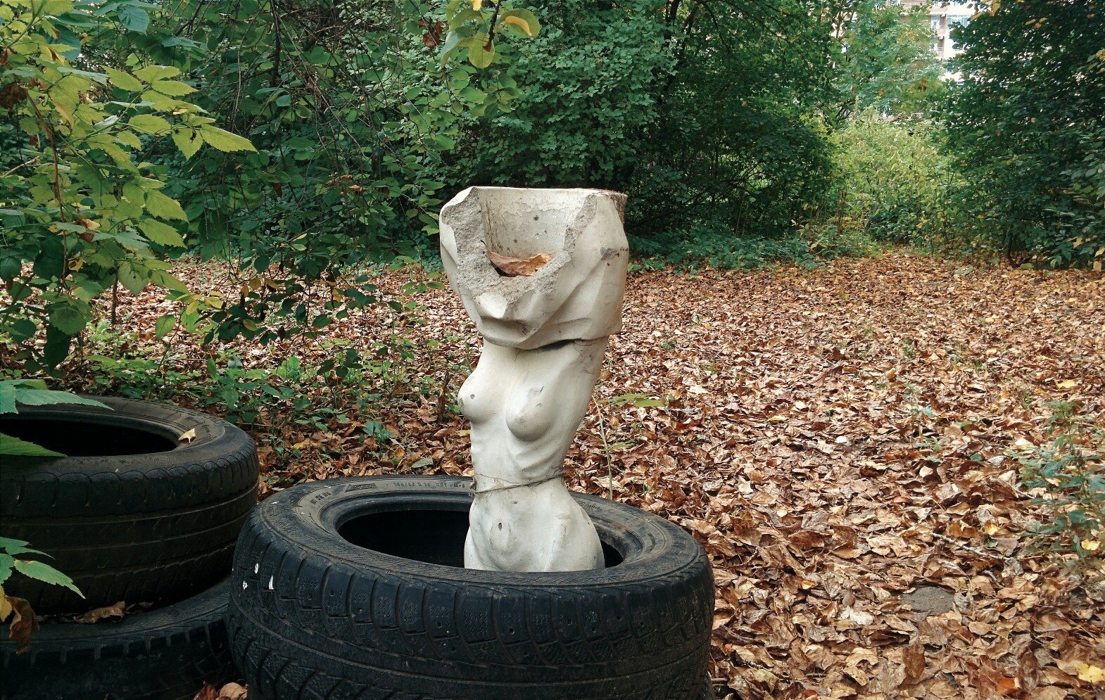 Backyards of Mytishchi - My, Courtyard, Abandoned, The statue, Autumn, Mytischi, Fuck aesthetics, Sculpture