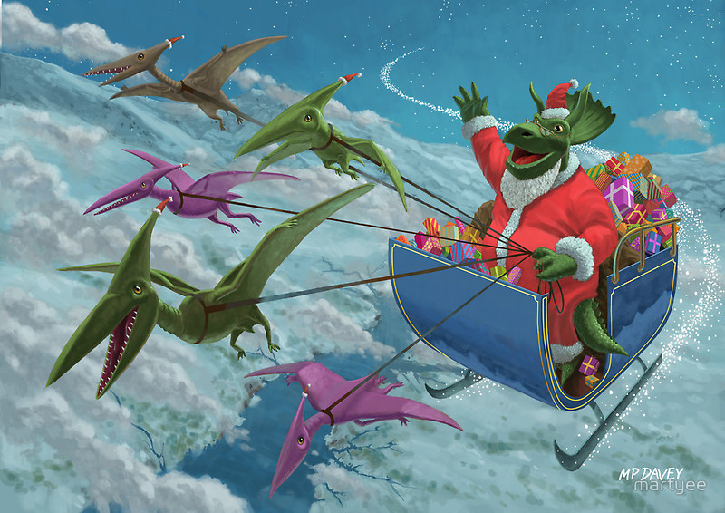 New Year and Christmas paleoart. - Paleontology, Paleoart, Art, New Year, Christmas, Longpost