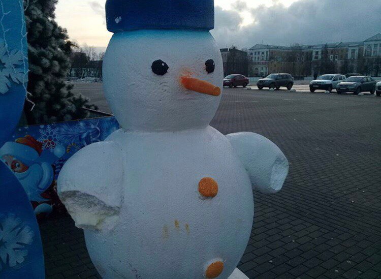 What kind of people - Vandalism, New Year, snowman, Photo zone, Longpost