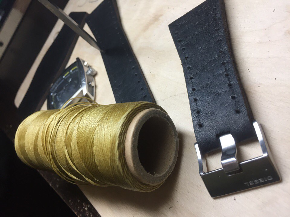 Watchbands. The history of the creation of the strap in photos No. 2. - My, Needlework with process, Strap, Handmade, , Leather products, Longpost