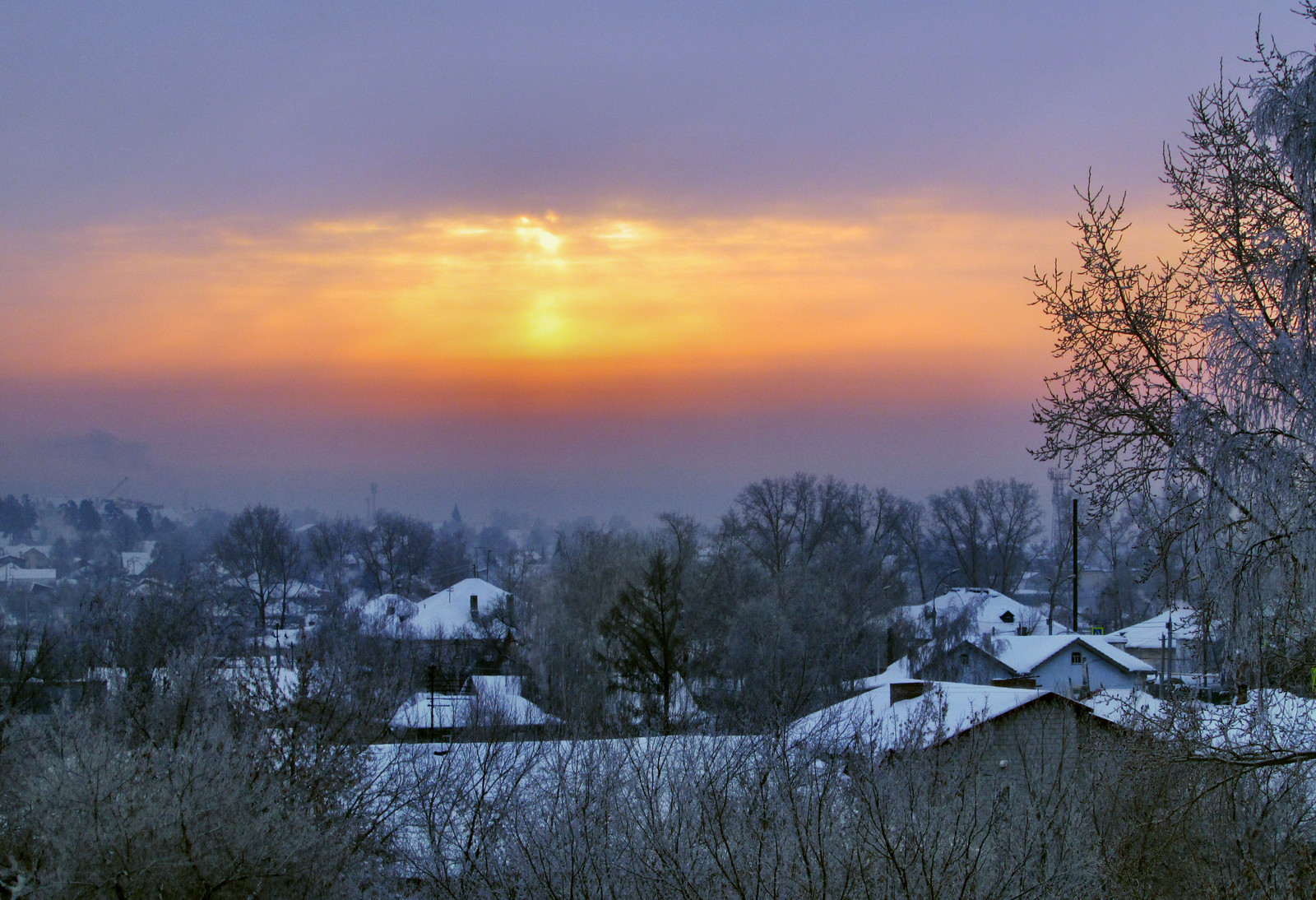 Morning... January 2nd. Novosibirsk - My, Novosibirsk, Morning, dawn, Sparrow