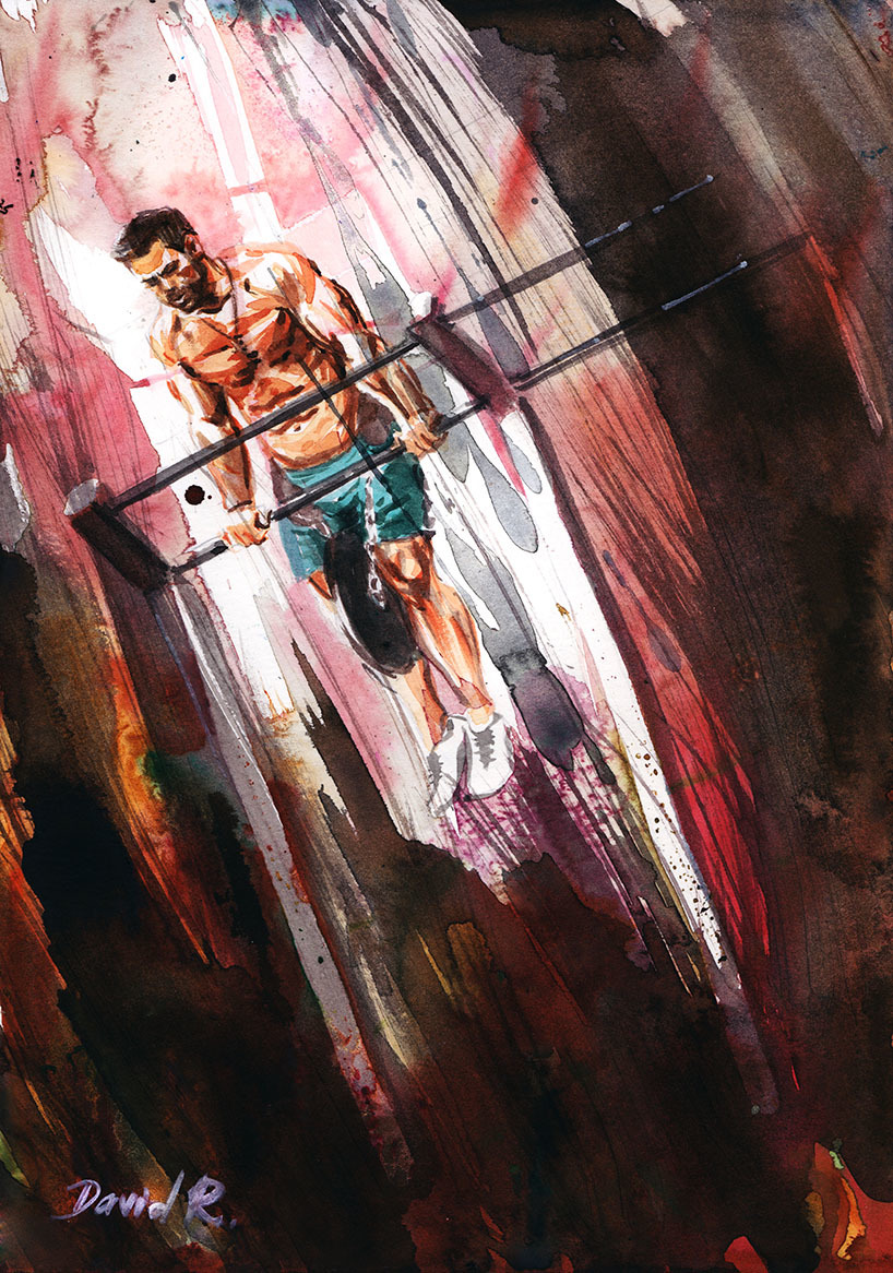 Athletes, watercolor drawings by artist David Roman on A4 paper. - Drawing, Watercolor, Artist, Sport, Athletes, Workout, Competitions, , Video, Longpost