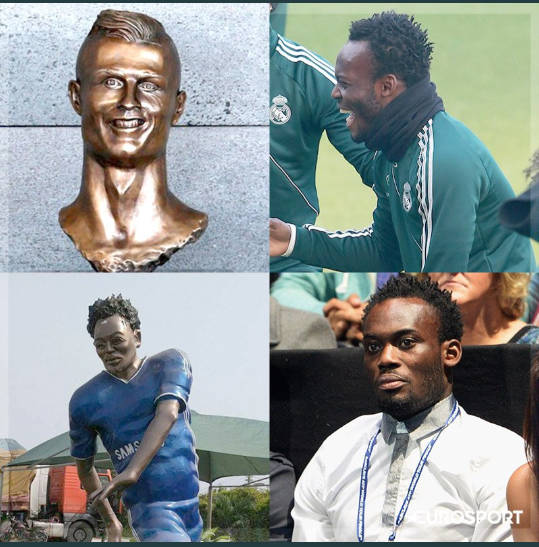 After Cristiano Ronaldo received his statue and Michael Essien - Cristiano Ronaldo, The statue, Football, Sculpture