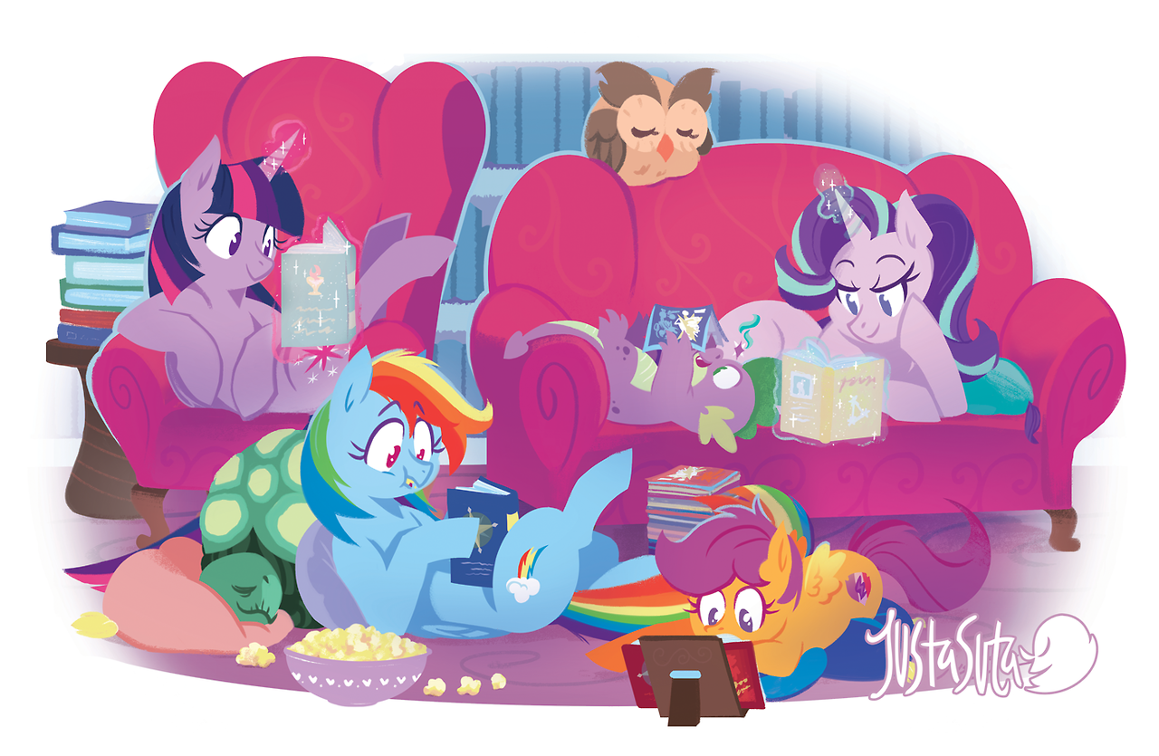 Ponyville: Ciderfest by justasuta - My little pony, Mane 6, , Pets, Starlight Glimmer, Cutie mark crusaders, Discord, Spike