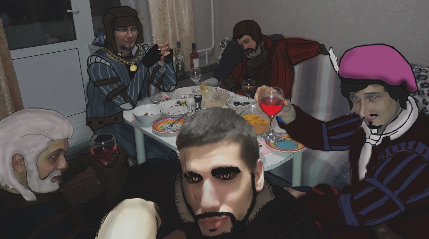 New Year's feast with dorisovka. - My, New Year, Feast, The Witcher 3: Wild Hunt, Dorisovka