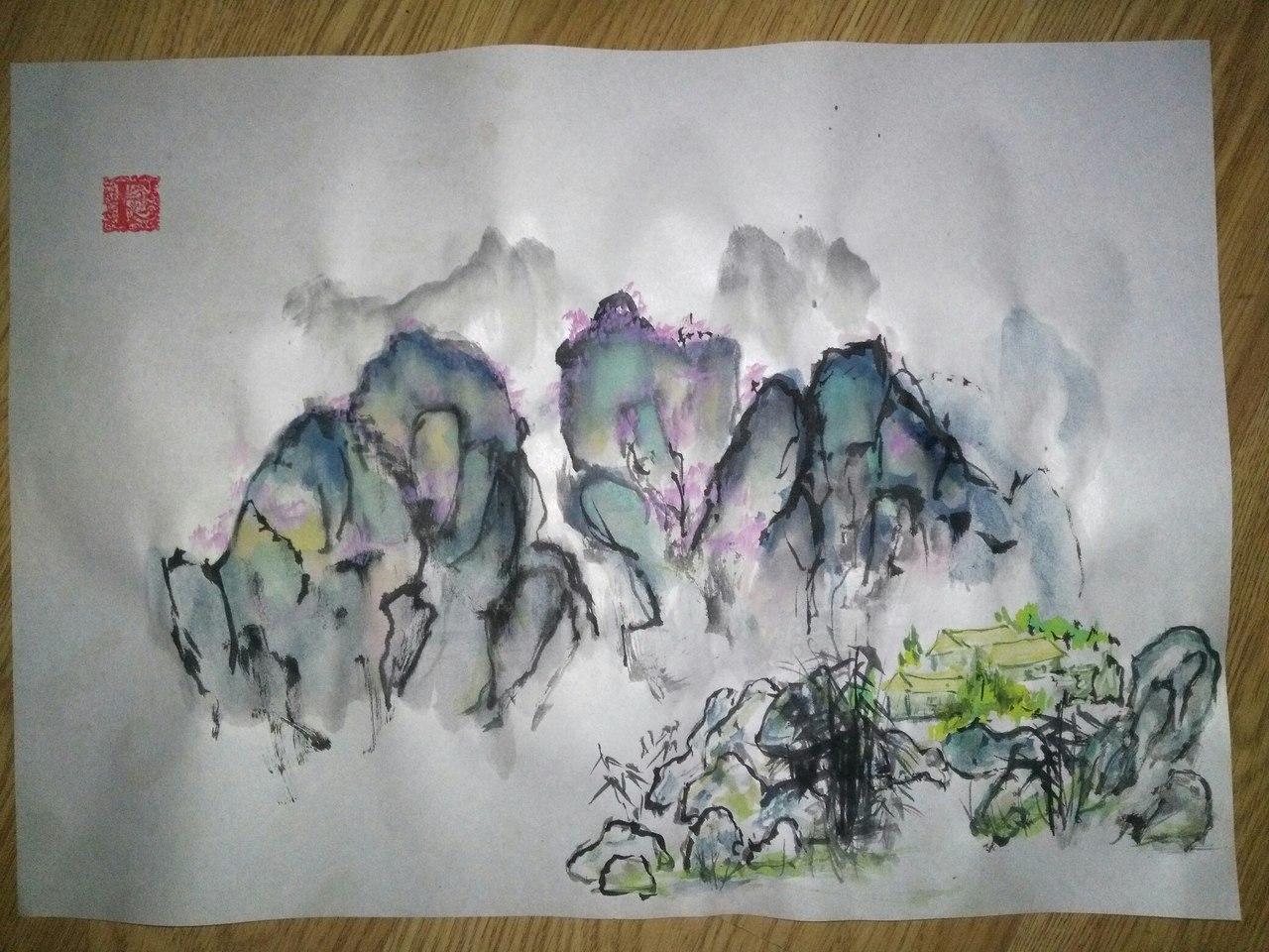 learning chinese scenery - My, Fantasy, Creation, Studies, Paints, The mountains, Travels, Longpost