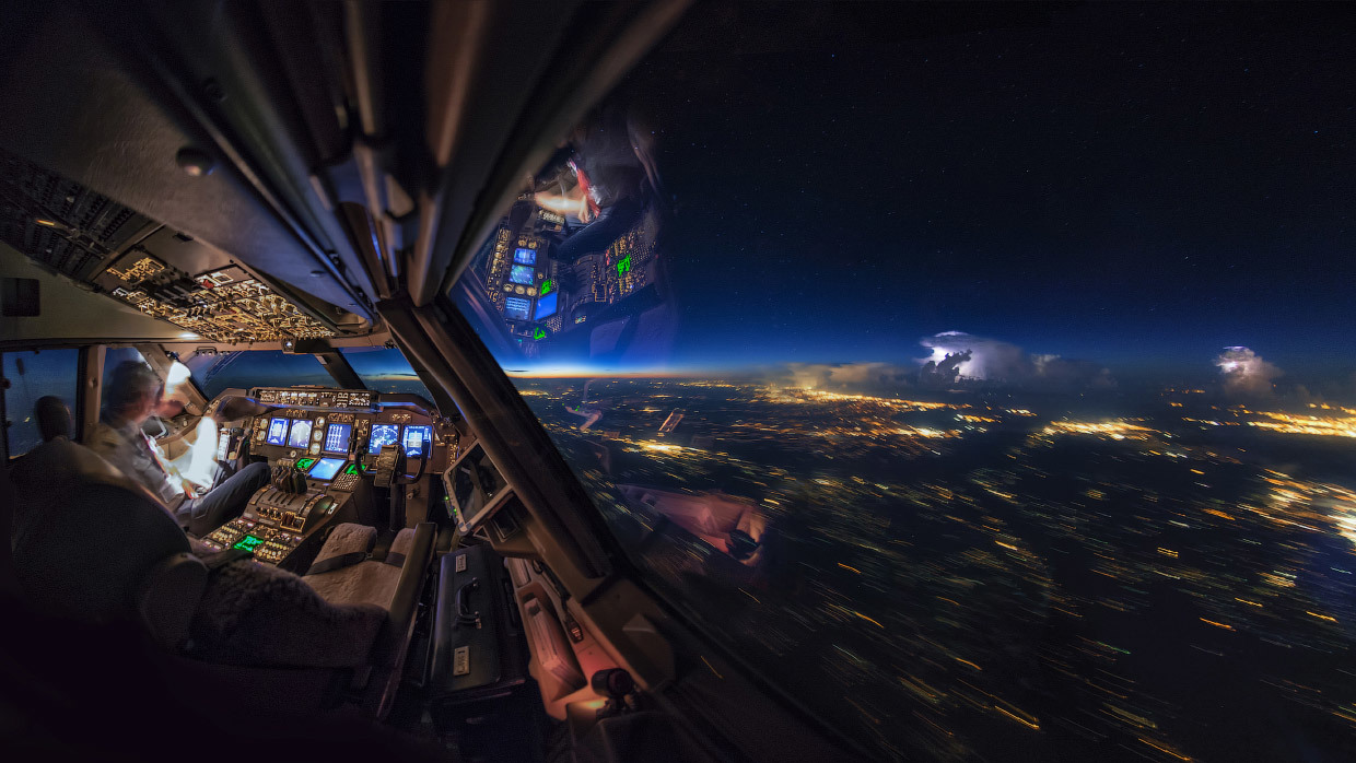 Views from the cockpit of a Boeing 747 - The photo, Sky, Pilot, Cockpit, , Longpost