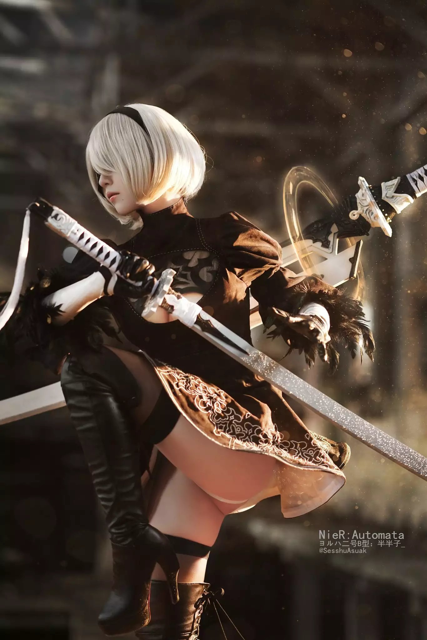 Nier Automata - 2B - by - NIER Automata, Yorha unit No 2 type B, Косплей, Длиннопост