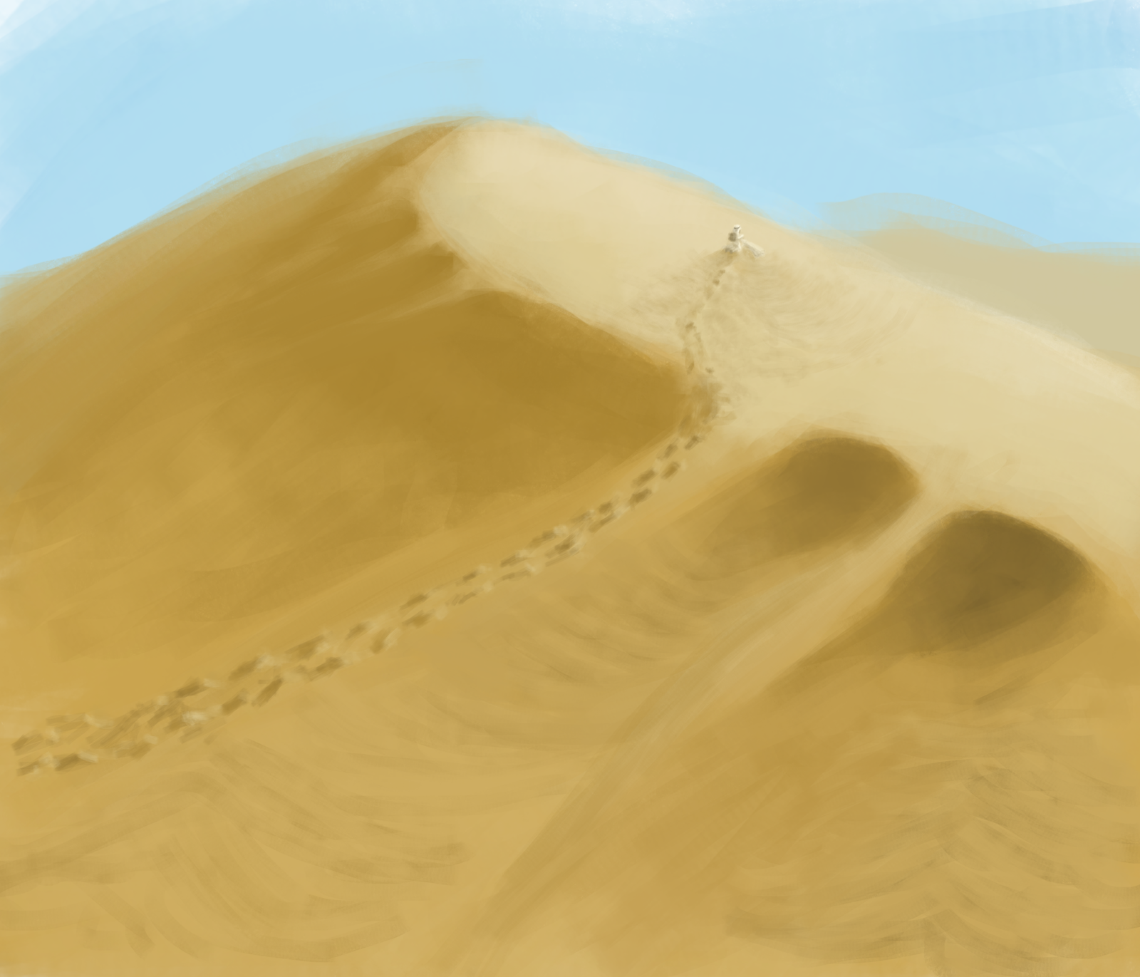 Absolute loneliness - My, Drawing, Digital drawing, Desert, Death