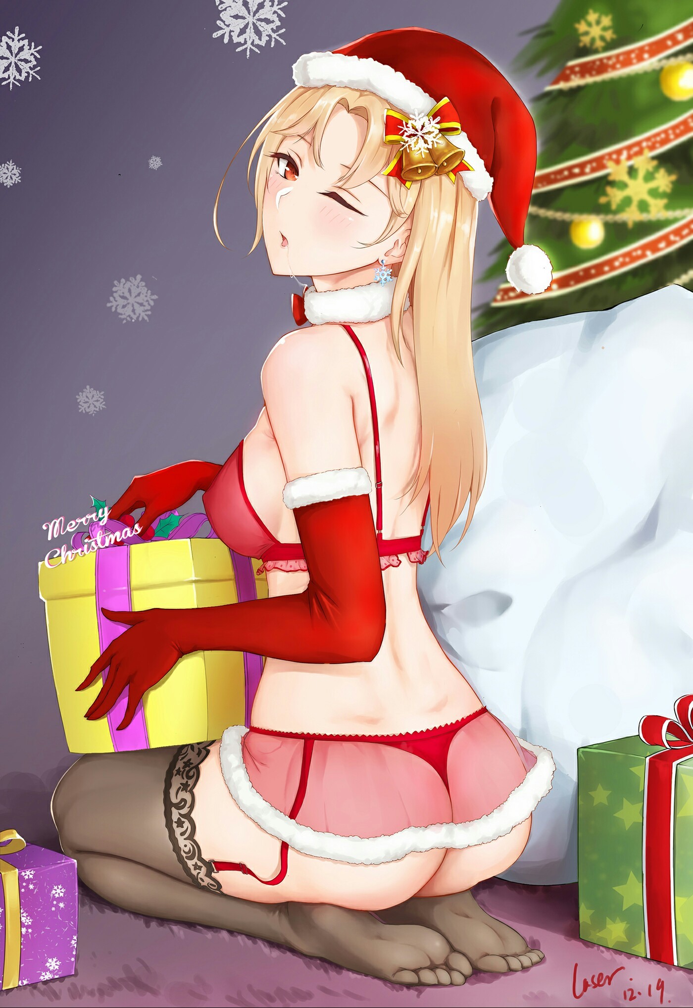 Happy holidays to you! - NSFW, Anime, Stockings, Presents, Azur lane, Cleveland