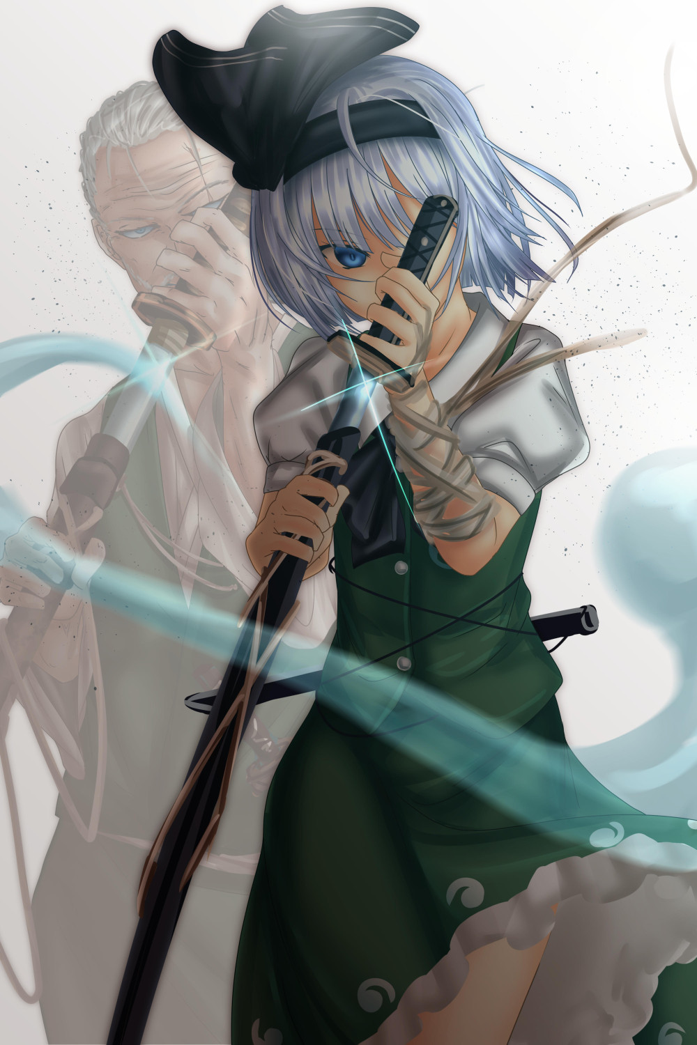 Konpaku - Anime, Anime art, Touhou, Konpaku Youmu, Konpaku Youki, , Longpost