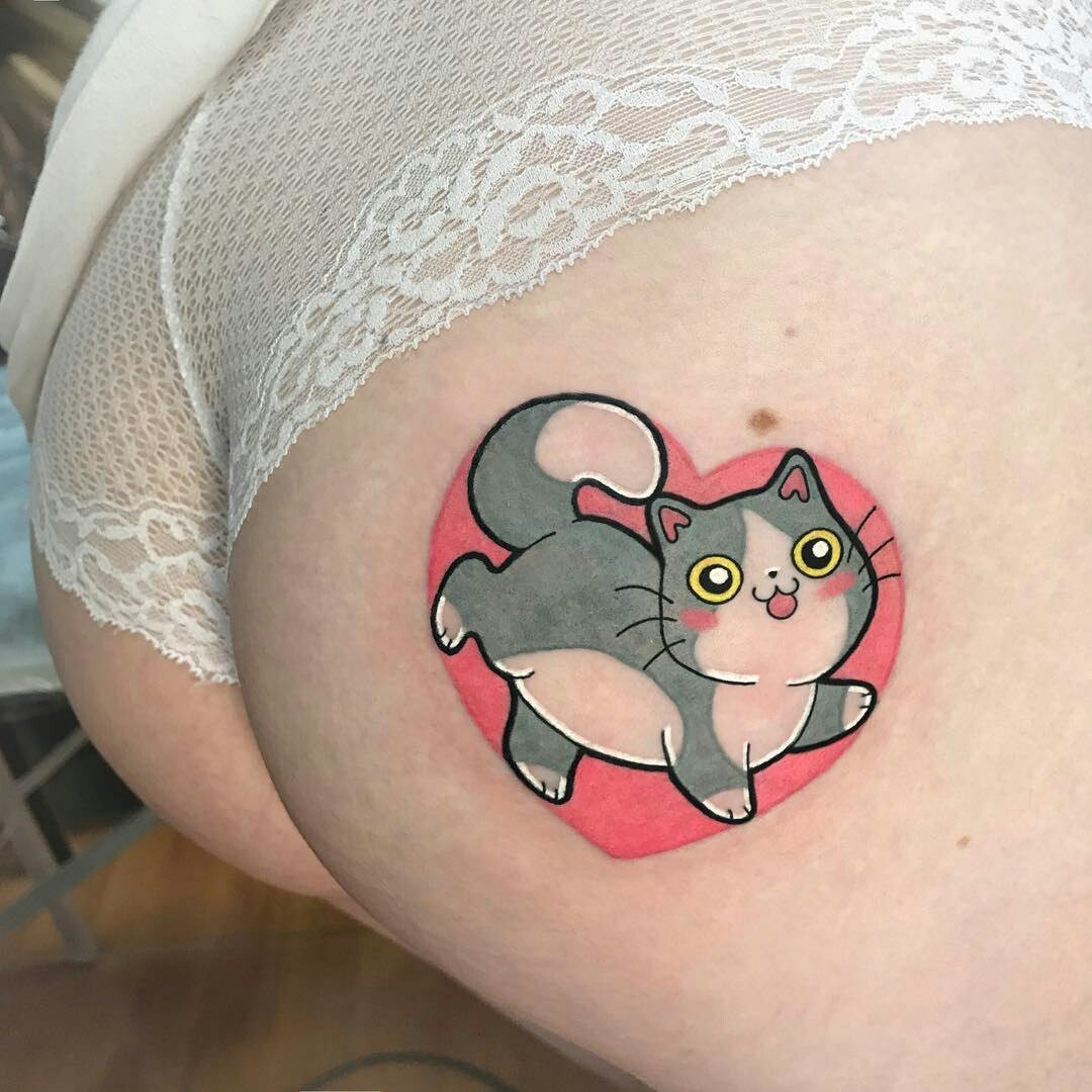 Pussy. - NSFW, The photo, Not mine, Girl with tattoo, Booty