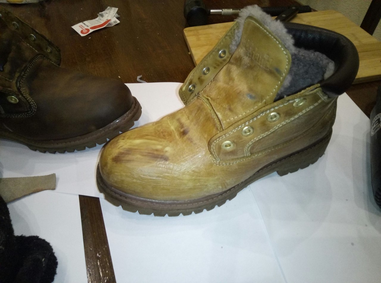 Waxing winter shoes on the example of Chinese Timberland! - My, , Straight arms, , Longpost