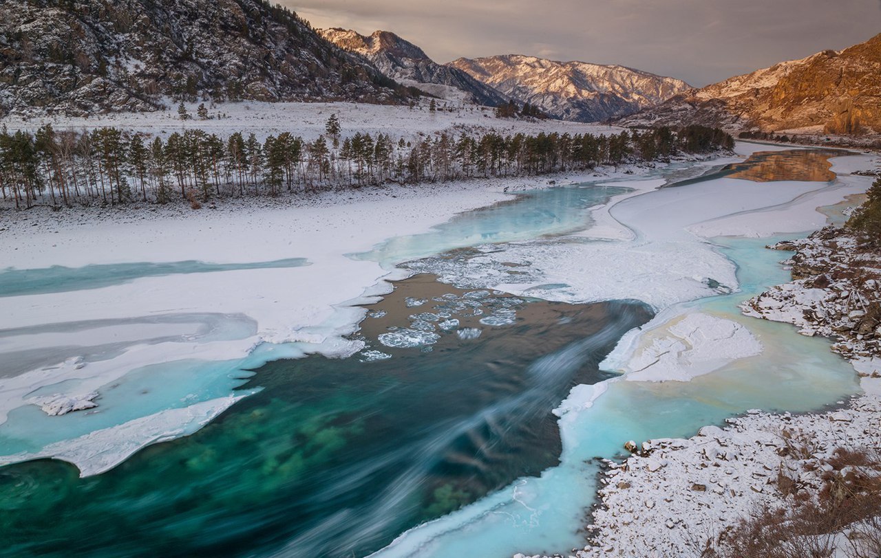 Turquoise Katun, Altai Mountains - Altai, Mountain Altai, Katun, Winter, Nature, Longpost, Altai Republic