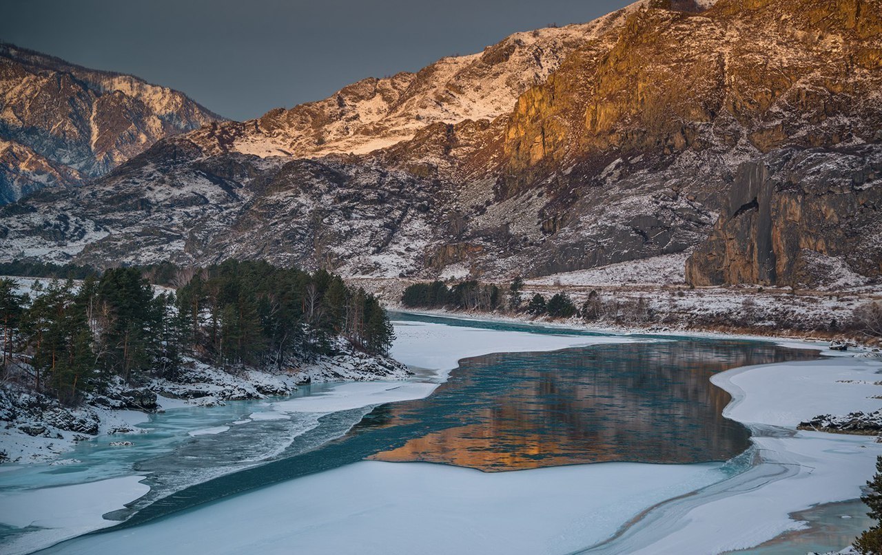 Turquoise Katun, Altai Mountains - Altai, Mountain Altai, Katun, Winter, Nature, Longpost, Altai Republic