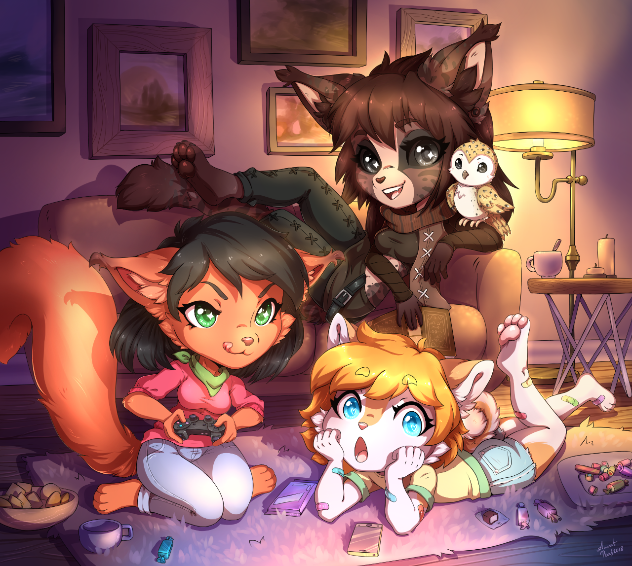 Vacation with friends - Furry, Furry art, Chibi, 