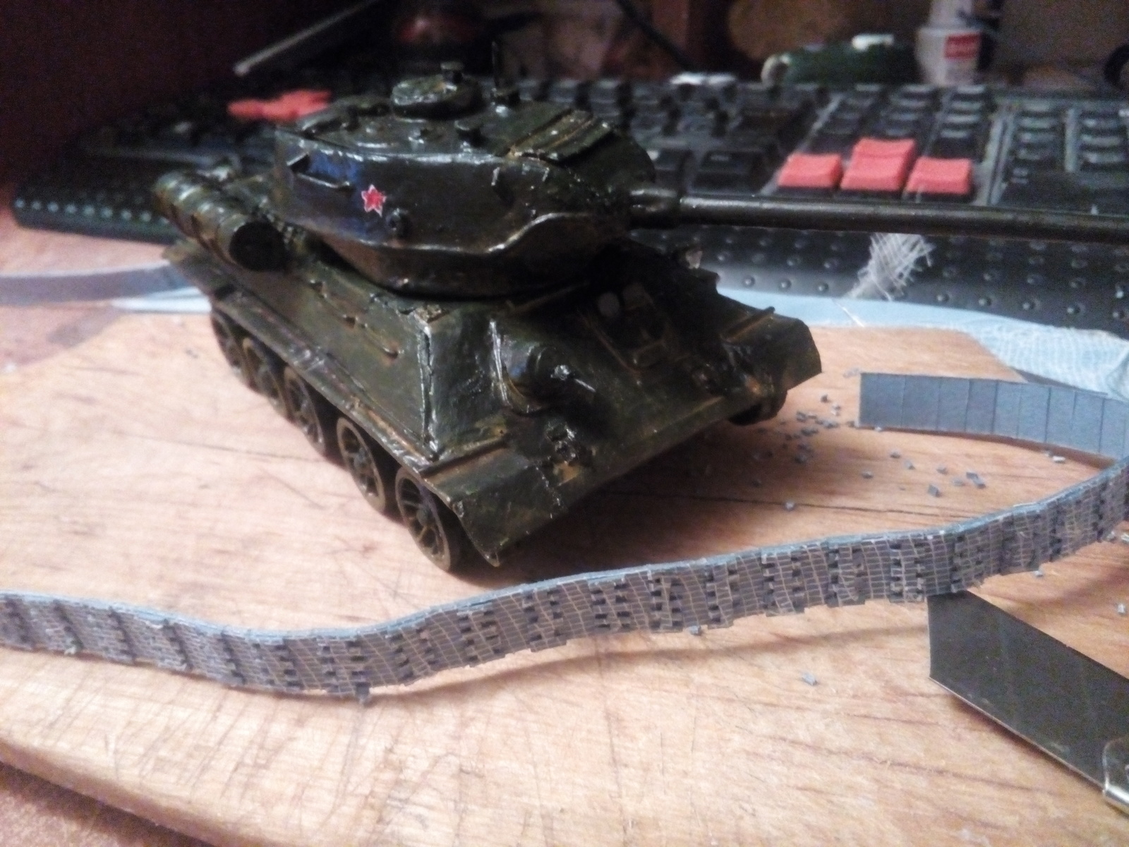 Model of the T-34-85 tank from cardboard 1:48 - My, t-34-85, Models, Longpost, Cardboard model, Cardboard models