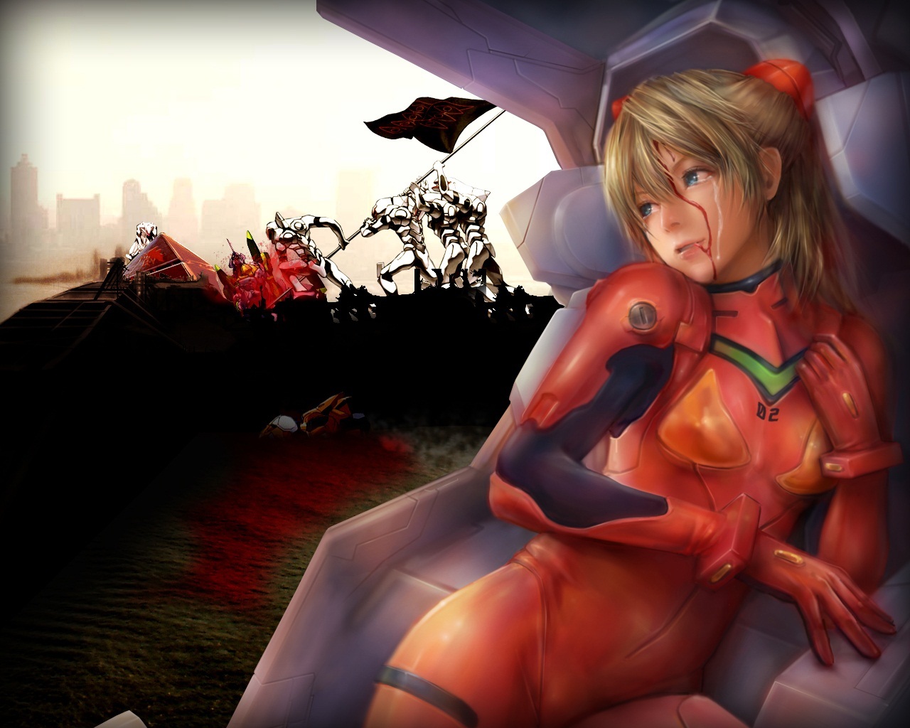 Asuka suffering - Evangelion, Anime, Asuka langley, Anime art, , Desktop wallpaper