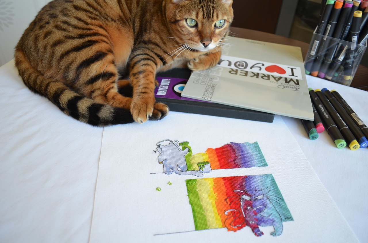 My first competition or a little excitement in the world of embroidery - My, My, Cross-stitch, Needlework without process, Copyright, Longpost, cat, Embroidery