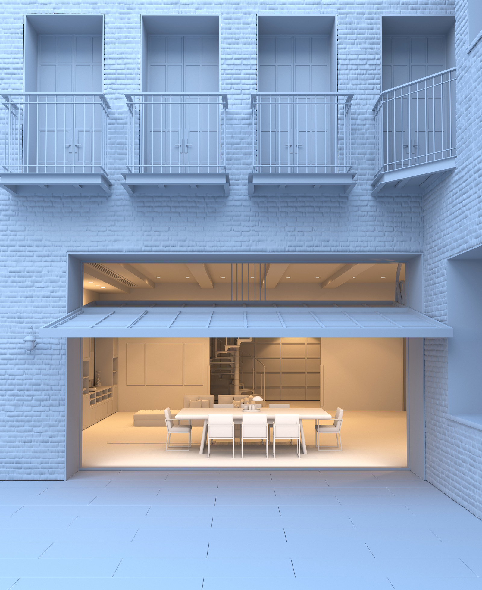 My visualization of the facade of the courtyard and part of the interior - My, Render, , 3D graphics, 3D render, 3DS max, Corona render, Computer graphics, Longpost