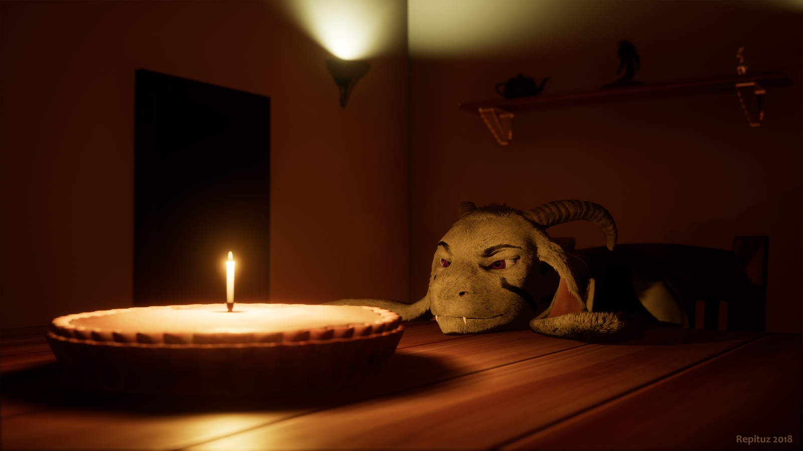 Dinner time - Моё, Undertale, Asriel, Unreal Engine 4, Nvidia hairworks, 3D, Gamedev, Asriel god of hyperdeath