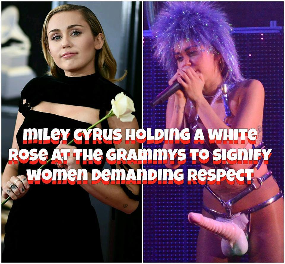 Miley Cyrus holds a white rose at the Grammys to demand respect for women - NSFW, Miley Cyrus, Grammy Award