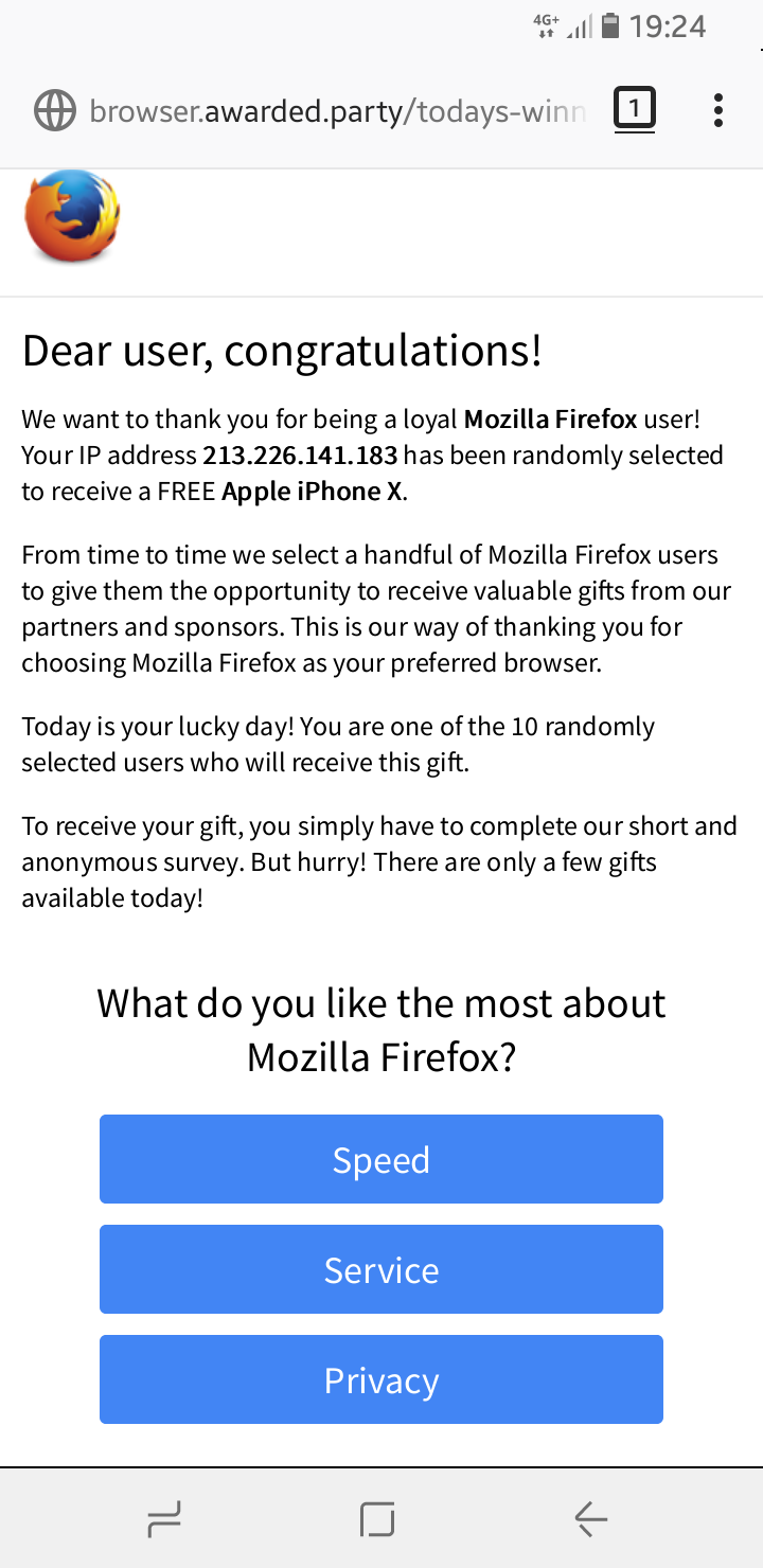 Лохотрон в Firefox Mobile - Моё, Firefox, Вирус, Внимание, Воровство, Длиннопост, Кража