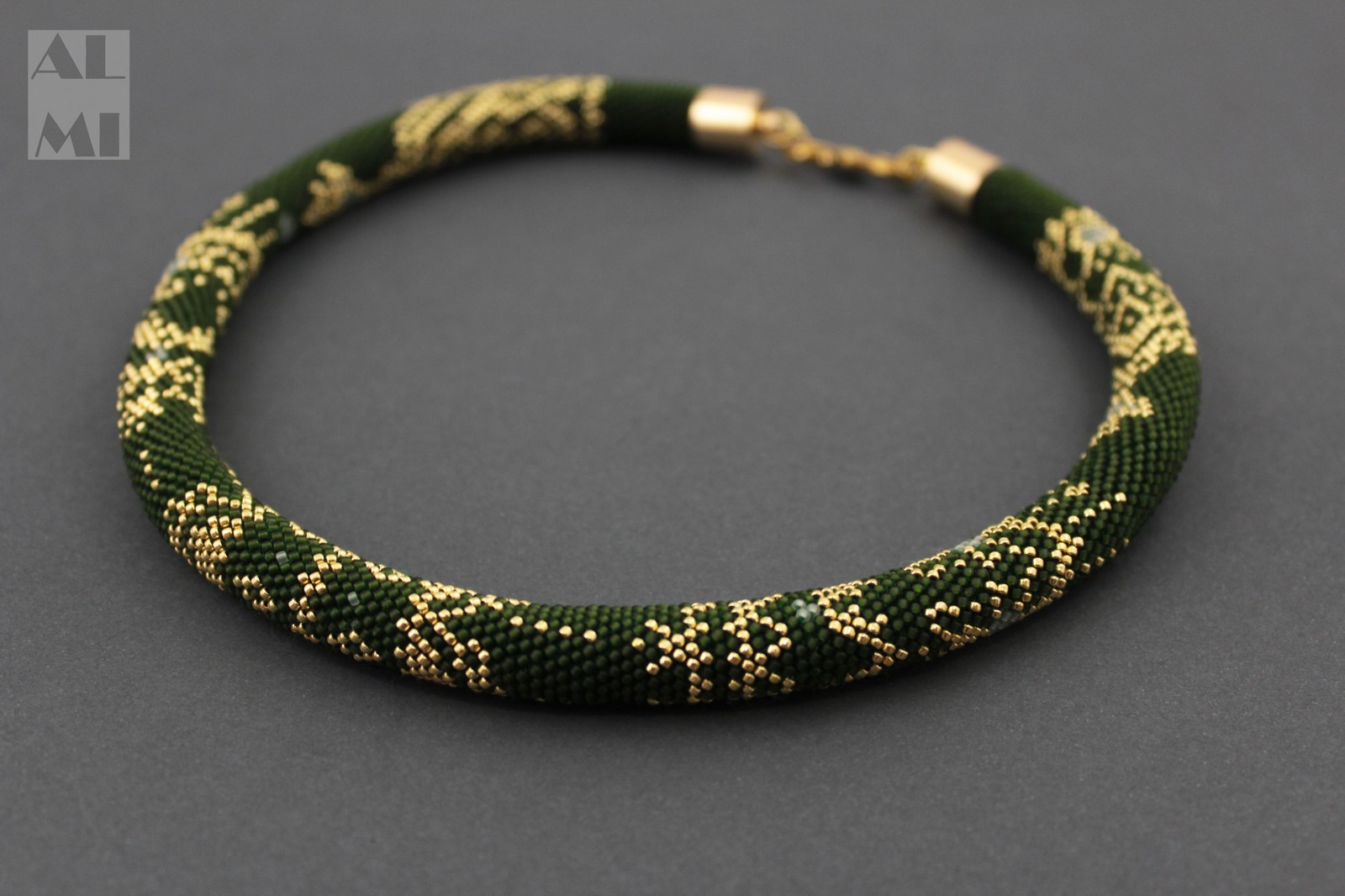 Gold, green, white - My, Needlework, Needlework without process, Hobby, Beads, Beaded harnesses, Longpost