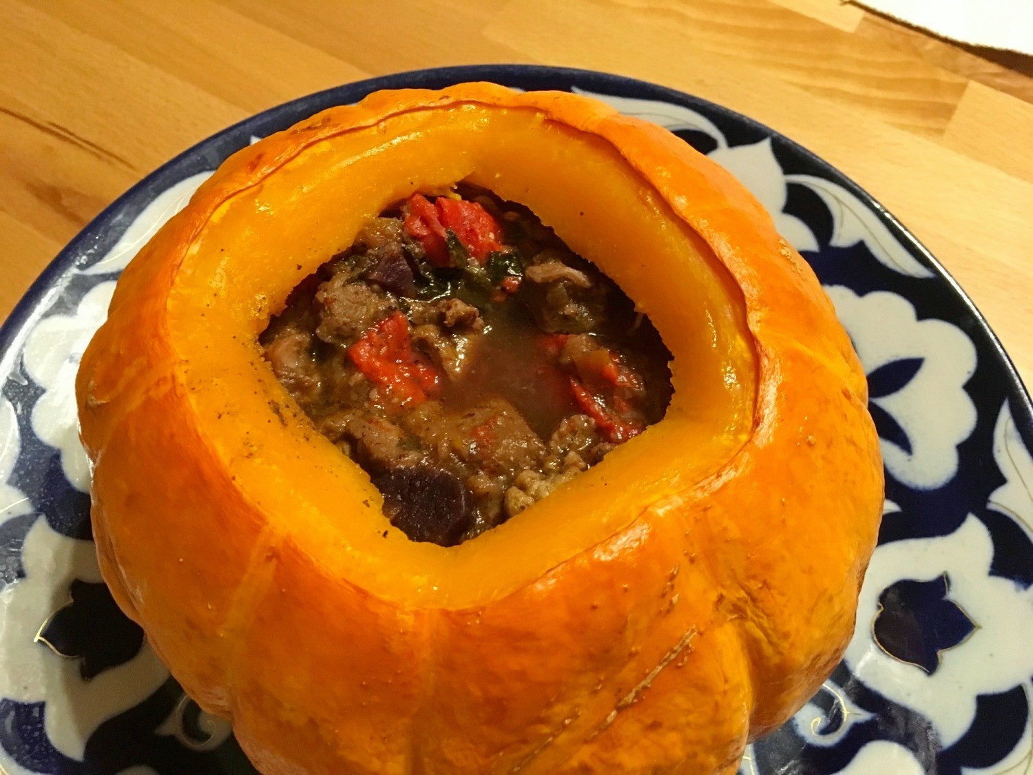 Pumpkin stuffed with spicy lamb - My, Pumpkin, Stuffing, , Longpost