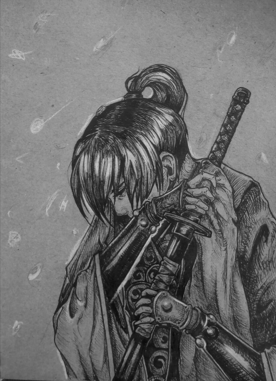 I need a daimyo to die for. - My, Samurai, Sketch, Bushi, Graphics, Longpost