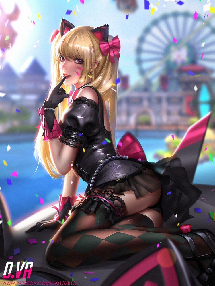 D.va Black Cat - Overwatch, Art, Dva, Neko, Liang-Xing, Liang xing