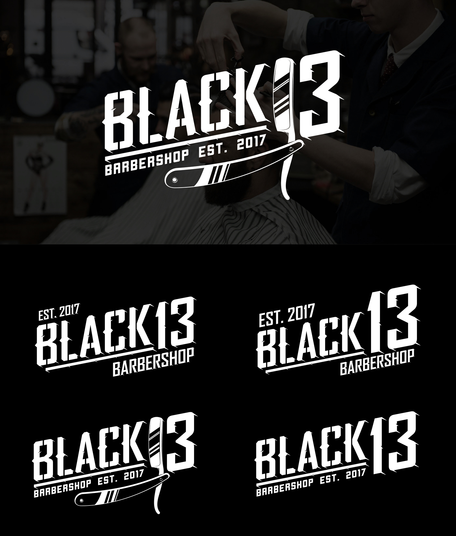 Logo for barbershop BLACK 13 - My, , Logo, 