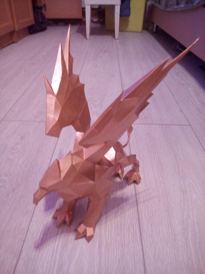 Griffin painted - My, Papercraft, With your own hands, Longpost